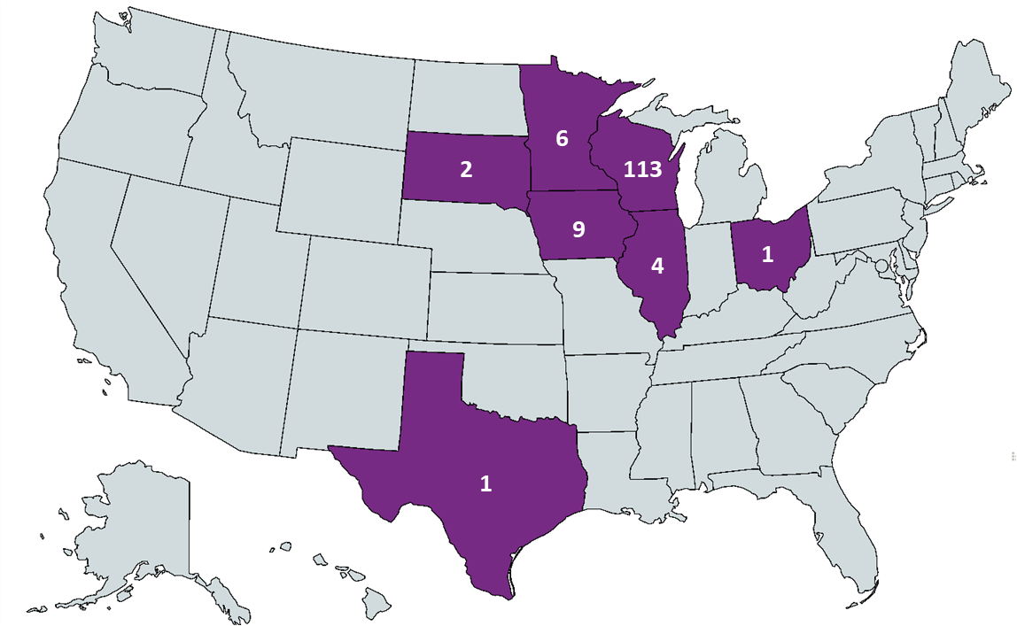 US Map with stats